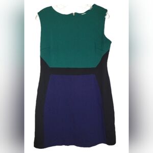 Jade Melody Tam Green Blue Black Color Block Knit Dress Size Med Sleeveless